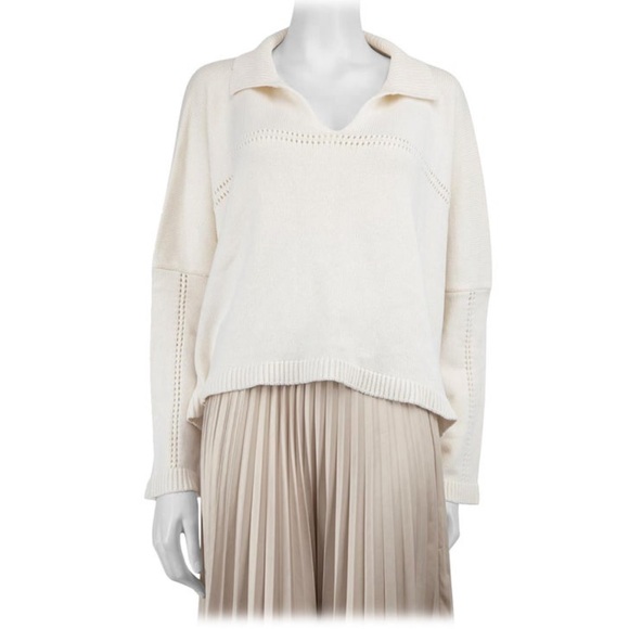 LOEWE Polo Collar Ecru Sweater Small